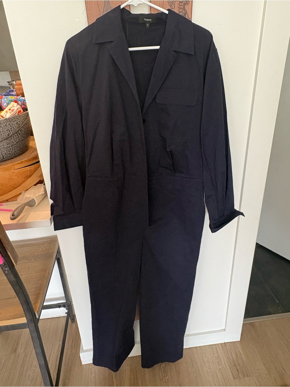 Theory Navy Long-Sleeve Jumpsuit